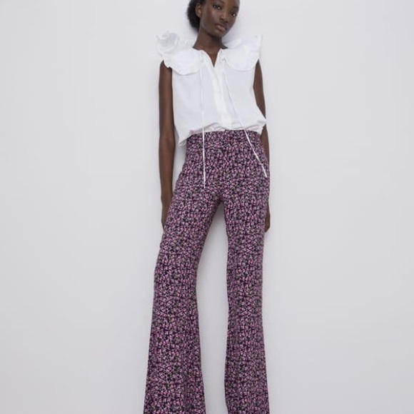 Zara Multicolor Floral Wide Leg Pants - Picture 1 of 2